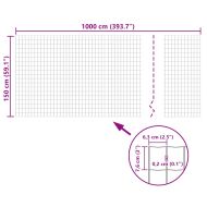 Оградна мрежа, стомана, 10 x 1,5 м, зелена