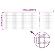 Евромрежа, стомана, 10x0,8 м, сива