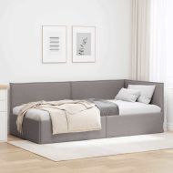 Ъглова рамка за легло с таблото Таупе 90 x 190 cm текстил