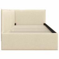 Ъглова рамка за легло с таблото Крем 90 x 190 cm текстил
