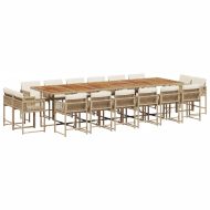 Градински комплект с възглавници 17 части бежов полиратан