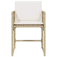 Градински столове с възглавници, 4 бр, бежови полиратан