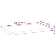 Плот за баня, необработен, 140x50x4 см, масивно дърво акация