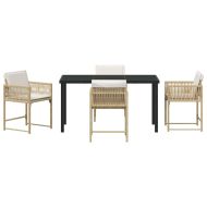 Комплект за хранене в градината 5 pcs Бежово полиратан