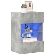 Стенни шкафове с LED светлини за телевизор, 2 бр, бетонно сив, 40x30x60,5 см