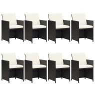 Градински трапезен комплект възглавници 9 части полиратан черен