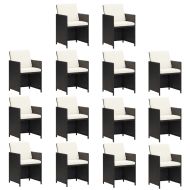 Градински комплект с възглавници 15 части полиратан черен