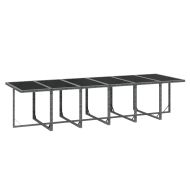 Градински трапезен комплект 13 части възглавници полиратан сив