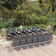 Градински трапезен комплект възглавници 15 части полиратан сив