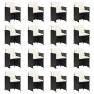 Градински комплект с възглавници 17 части полиратан черен