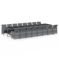 Градински комплект с възглавници 17 части полиратан сив