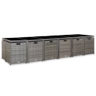 Градински комплект с възглавници, 17 части, полиратан, сив