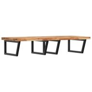 Стенен рафт за мивка, стомана и масивно дърво акация