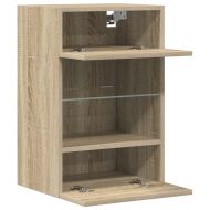 Стенни шкафове с LED светлини за телевизор, 2 бр, сонома дъб, 40x30x60,5 см