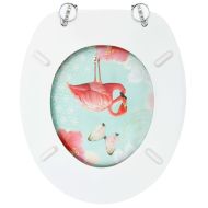 WC тоалетни седалки с капак, 2 бр, МДФ, дизайн фламинго
