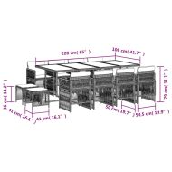 Градински комплект с възглавници, 13части, бежов микс полиратан