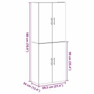 Стенно шкафче 2 pcs Черния дъб 69,5 x 34 x 90 см