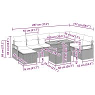 Градински Софа Комплект с възглавница 9 pcs Черен и кремав