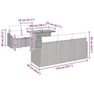 Градински Софа Комплект с възглавница 7 pcs Черен и кремав
