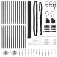 Стълб за ограда. Сив 25 x 1,6 м (25 мм мрежа) Стомана и PVC