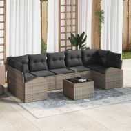 Градински Софа Комплект 8 pcs Сив 289 x 124 x 69 см полиратан