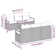 Градински Софа Комплект 7 pcs Кафяв и Кремав полиратан