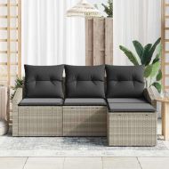 Комплект дивани с възглавница 4 pcs Светлосиво полиратан