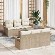 Градински Софа Комплект 7 pcs Бежов и кремав полиратан