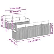 Градински Софа Комплект със съхранение 8 pcs Сив полиратан