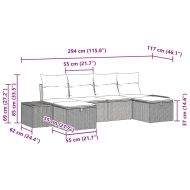 Градински Софа Комплект с възглавница 6 pcs Черно полиратан