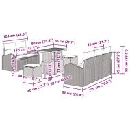 Градински Софа Комплект с възглавница 8 pcs Сив полиратан