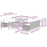 Градински Софа Комплект с възглавница 11 pcs Черно полиратан