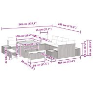 Градински Софа Комплект 13 pcs Черно полиратан