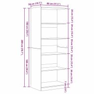 Гардероб с рафт Черния дъб 80 x 50 x 200 см Инженерно дърво