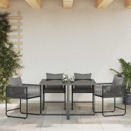Стол с възглавница 4 pcs Черно и антрацит ПЕ ратан
