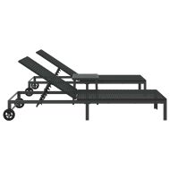 Шезлонг 2-човек 3 pcs Черно полиратан