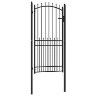 Оградна врата с шипове с заключване Черно 100 x 200 cm