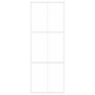 Плъзгаща се врата, бяла, 76x205 см, закалено стъкло и алуминий