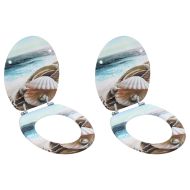 WC тоалетни седалки, 2 бр, с капаци, МДФ, морски дизайн