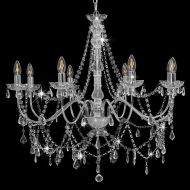 Полилей с кристали, сребрист, 8 х Е14 крушки