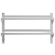 Стенен рафт на 2 нива 100x30x60 см сребрист неръждаема стомана