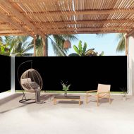 Прибираща се странична тента, черна, 200х1000 см