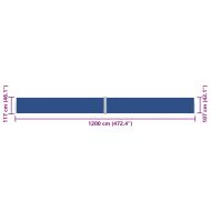 Прибираща се странична тента, синя, 117x1200 см