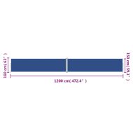 Прибираща се странична тента, синя, 160х1200 см