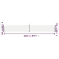 Прибираща се странична тента, кремава, 180x1200 см