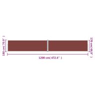 Прибираща се странична тента, кафява, 180x1200 см