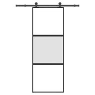 Плъзгаща се врата с обков 76x205 см Закалено стъкло&Алуминий