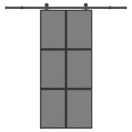Плъзгаща се врата с обков 90x205 см Закалено стъкло&Алуминий