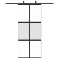 Плъзгаща се врата с комплект обков Черно 90x205 cm