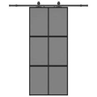 Плъзгаща се врата с комплект обков Черно 90x205 cm